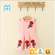 Melhor venda de Verão Do Bebê meninas crianças vestidos casuais Rosa Bonito flor rosa meninas vestido de uma peça de roupa doce
